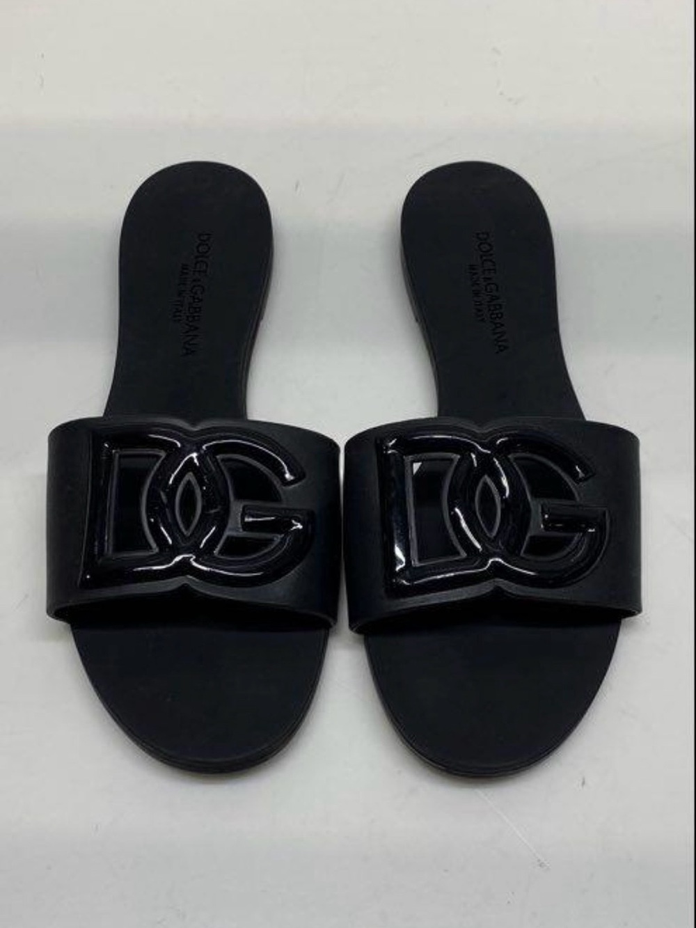Dolce & Gabbana Bianca Interlock Black Slide Sandal Size 38 - Picture 4 of 10